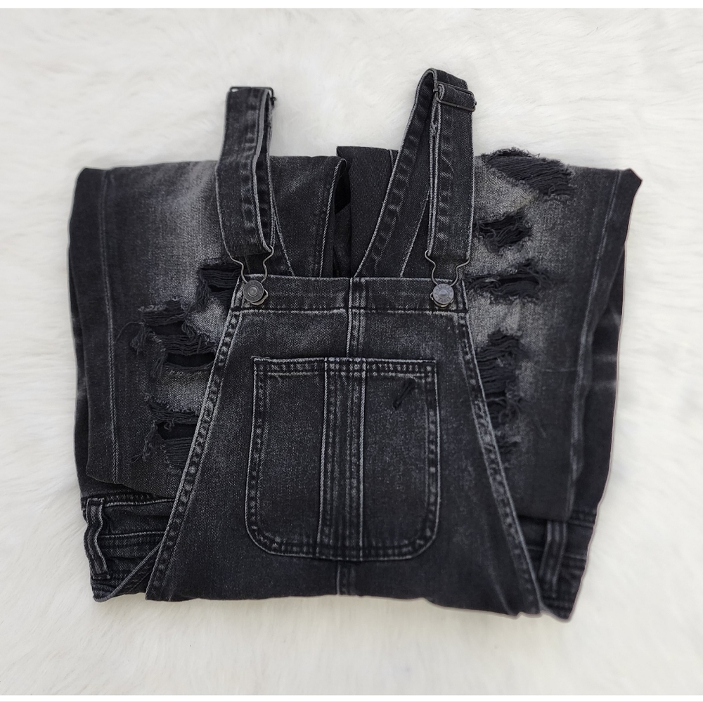 American Eagle Distressed Tom Girl Denim Overalls